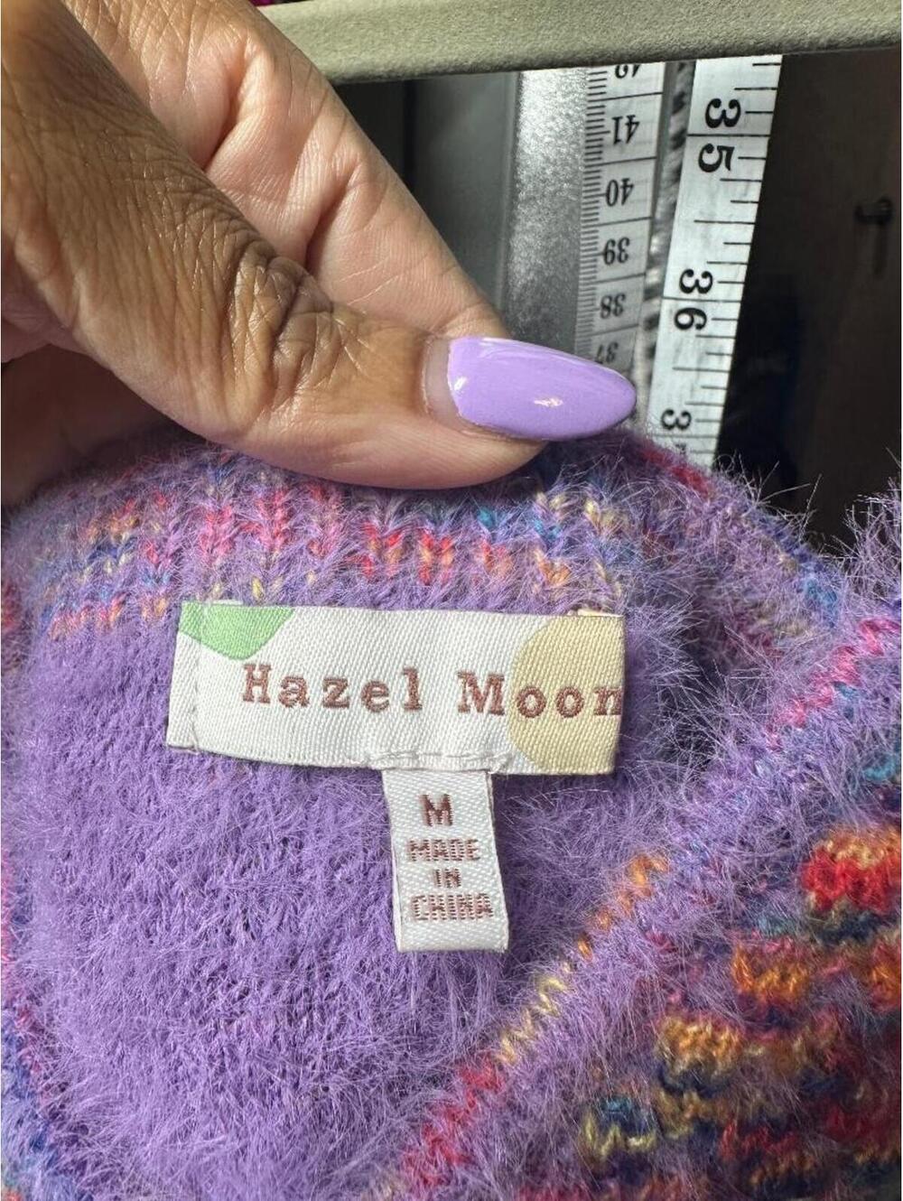 Hazel Moon Fuzzy Knit Cardigan & Bralette Set M Rainbow Speckled Soft Cozy Bouti - Picture 6 of 7